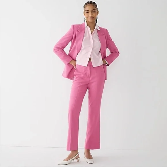 J. Crew Willa Cropped Flare trousers pants Garden Dahlia Pink Italian Wool  8 - Picture 13 of 13